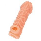 Телесная закрытая насадка с венками Cock Sleeve Size S - 13,8 см. - KOKOS - в Одинцово купить с доставкой