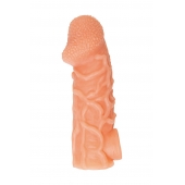 Телесная закрытая насадка с венками Cock Sleeve Size L - 17,6 см. - KOKOS - в Одинцово купить с доставкой