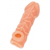 Телесная закрытая насадка с венками Cock Sleeve Size L - 17,6 см. - KOKOS - в Одинцово купить с доставкой
