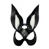Черная маска зайки с белым мехом на ушках Miss Bunny - БДСМ Арсенал - купить с доставкой в Одинцово