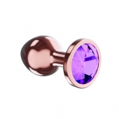 Пробка цвета розового золота с фиолетовым кристаллом Diamond Amethyst Shine S - 7,2 см. - Lola Games - купить с доставкой в Одинцово