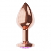 Пробка цвета розового золота с фиолетовым кристаллом Diamond Amethyst Shine S - 7,2 см. - Lola Games - купить с доставкой в Одинцово