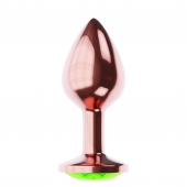 Пробка цвета розового золота с лаймовым кристаллом Diamond Emerald Shine S - 7,2 см. - Lola Games - купить с доставкой в Одинцово