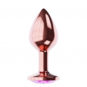 Пробка цвета розового золота с лиловым кристаллом Diamond Quartz Shine L - 8,3 см. - Lola Games - купить с доставкой в Одинцово