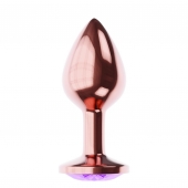 Пробка цвета розового золота с фиолетовым кристаллом Diamond Amethyst Shine L - 8,3 см. - Lola Games - купить с доставкой в Одинцово