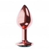 Пробка цвета розового золота с черным кристаллом Diamond Jet Shine L - 8,3 см. - Lola Games - купить с доставкой в Одинцово