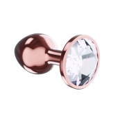 Пробка цвета розового золота с прозрачным кристаллом Diamond Moonstone Shine L - 8,3 см. - Lola Games - купить с доставкой в Одинцово