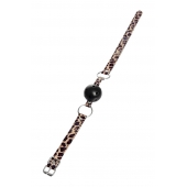 Черный кляп-шар на леопардовых ремешках Anonymo - ToyFa - купить с доставкой в Одинцово