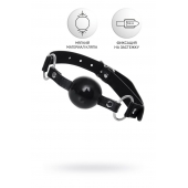 Черный кляп-шар на кожаных ремешках Anonymo - ToyFa - купить с доставкой в Одинцово