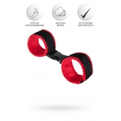 Красно-черные велюровые наручники Anonymo - ToyFa - купить с доставкой в Одинцово