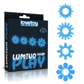 Набор из 4 голубых, светящихся в темноте эрекционных колец Lumino Play - Lovetoy - в Одинцово купить с доставкой