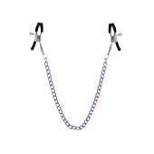 Зажимы для сосков с фиолетовой цепочкой Sweet Caress Nipple Chain - Sweet Caress - купить с доставкой в Одинцово