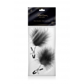 Зажимы на соски с черными пуховыми кисточками Sweet Caress Feather Nipple Clumps - Sweet Caress - купить с доставкой в Одинцово