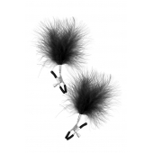 Зажимы на соски с черными пуховыми кисточками Sweet Caress Feather Nipple Clumps - Sweet Caress - купить с доставкой в Одинцово