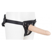 Пустотелый страпон Harness CLASSIC с бандажом - 19,5 см. - LOVETOY (А-Полимер) - купить с доставкой в Одинцово