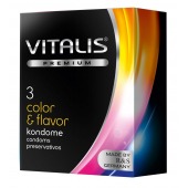 Цветные ароматизированные презервативы VITALIS PREMIUM color   flavor - 3 шт. - Vitalis - купить с доставкой в Одинцово