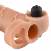 Телесная вибронасадка с кольцом Vibrating Real Feel 2 Extension - 16 см. - Pipedream - в Одинцово купить с доставкой