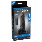 Чёрная вибронасадка с кольцом Vibrating Real Feel 2 Extension - 16 см. - Pipedream - в Одинцово купить с доставкой