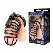 Черная металлическая клетка с замком Deluxe Chastity Cage - BlueLine - купить с доставкой в Одинцово