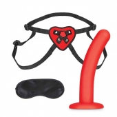 Красный поясной фаллоимитатор Red Heart Strap on Harness   5in Dildo Set - 12,25 см. - Lux Fetish - купить с доставкой в Одинцово