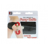 Металлические наручники с чёрной меховой опушкой - Dream Toys - купить с доставкой в Одинцово