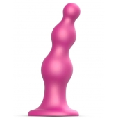 Розовая насадка Strap-On-Me Dildo Plug Beads size S - Strap-on-me - купить с доставкой в Одинцово