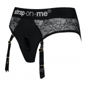 Черные трусики для насадок Diva Lingerie Harness - size S - Strap-on-me - купить с доставкой в Одинцово