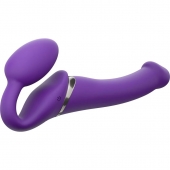 Фиолетовый безремневой вибрострапон Vibrating Bendable Strap-On - size L - Strap-on-me - купить с доставкой в Одинцово