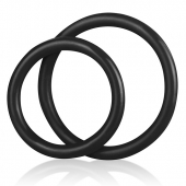 Набор из двух черных силиконовых колец разного диаметра SILICONE COCK RING SET - BlueLine - в Одинцово купить с доставкой