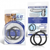 Набор из двух черных силиконовых колец разного диаметра SILICONE COCK RING SET - BlueLine - в Одинцово купить с доставкой