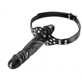 Черный кляп-фаллоимитатор Double Penis Gag - Fetish Tentation - купить с доставкой в Одинцово