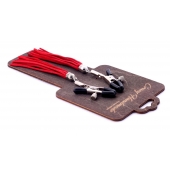 Металлические зажимы на соски с красными замшевыми кисточками - Crazy Handmade - купить с доставкой в Одинцово