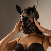 Черная маска  Собака  с ушками - Crazy Handmade - купить с доставкой в Одинцово