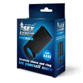 Черная открытая насадка на пенис с кольцом для мошонки XXXL-size - 9,9 см. - Sex Expert - в Одинцово купить с доставкой