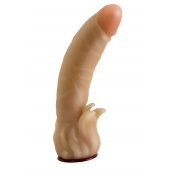 Телесная гелевая насадка-фаллос с клиторальными лепестками - 18,5 см. - LOVETOY (А-Полимер) - купить с доставкой в Одинцово