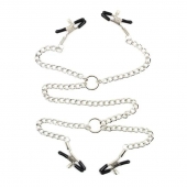 Серебристые зажимы для сосков и половых губ на тонкой цепочке - Notabu - купить с доставкой в Одинцово