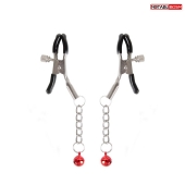 Серебристые зажимы на соски с шариками на цепочках - Notabu - купить с доставкой в Одинцово