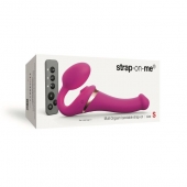 Ярко-розовый безремневой страпон Multi Orgasm Size S с клиторальной стимуляцией - Strap-on-me - купить с доставкой в Одинцово