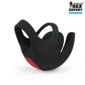 Черная вибронасадка на пенис и мошонку Sex Expert - Sex Expert - в Одинцово купить с доставкой