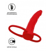 Красная насадка на пенис для двойного проникновения Black Red - 16,5 см. - ToyFa - купить с доставкой в Одинцово