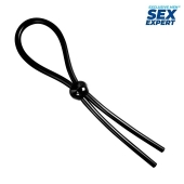 Черное силиконовое лассо с шариком для утяжки - Sex Expert - в Одинцово купить с доставкой