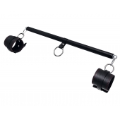 Черная распорка для ног с кожаными манжетами - Pecado - купить с доставкой в Одинцово