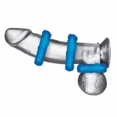 Комплект из трех голубых эрекционных колец 3-Pack Ribbed Rider Cock Ring Set - BlueLine - в Одинцово купить с доставкой