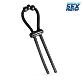 Черное эрекционное кольцо со стимулирующими бусинами - Sex Expert - в Одинцово купить с доставкой