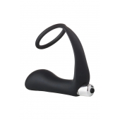 Черное эрекционное кольцо с вибропробкой Vibrating Anal Plug With Cockring - Dream Toys - в Одинцово купить с доставкой