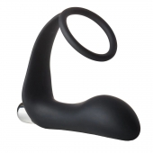 Черное эрекционное кольцо с вибропробкой Vibrating Anal Plug With Cockring - Dream Toys - в Одинцово купить с доставкой