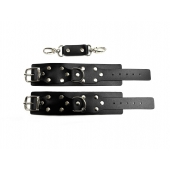 Черные кожаные наручники Sex Game - БДСМ Арсенал - купить с доставкой в Одинцово