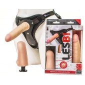 Телесный страпон Harness LESBI с вагинальной пробкой - 16,5 см. - LOVETOY (А-Полимер) - купить с доставкой в Одинцово