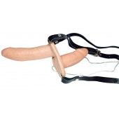 Телесный женский страпон с вагинальной пробкой Strap-On Duo - 15 см. - Orion - купить с доставкой в Одинцово