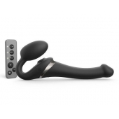 Черный безремневой страпон Multi Orgasm Size S с клиторальной стимуляцией - Strap-on-me - купить с доставкой в Одинцово